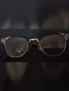 Vtg. ArtCraft  Eyeglasses Cat Eye 1/10 12K Gold Black Prescription Frames